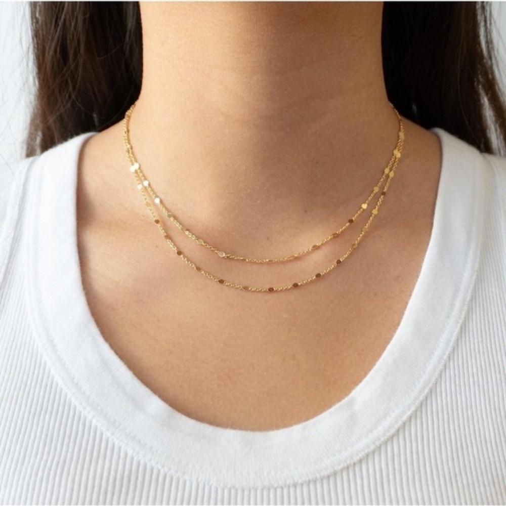 GOLD 14k Gold Plated Dainty Layered Necklace